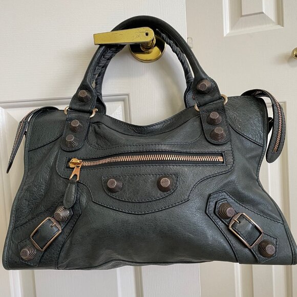 Balenciaga Giant 21 Hardware Grey/Olive Medium City Bag - Picture 1 of 8